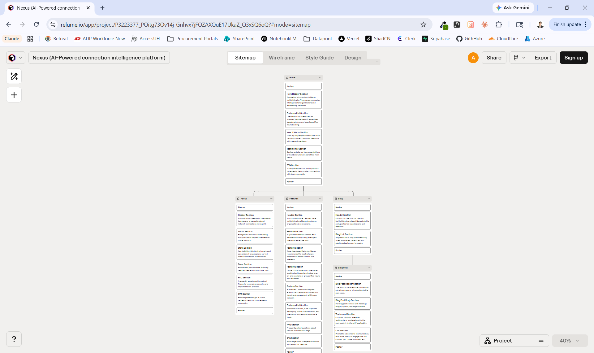 Sitemap and component library