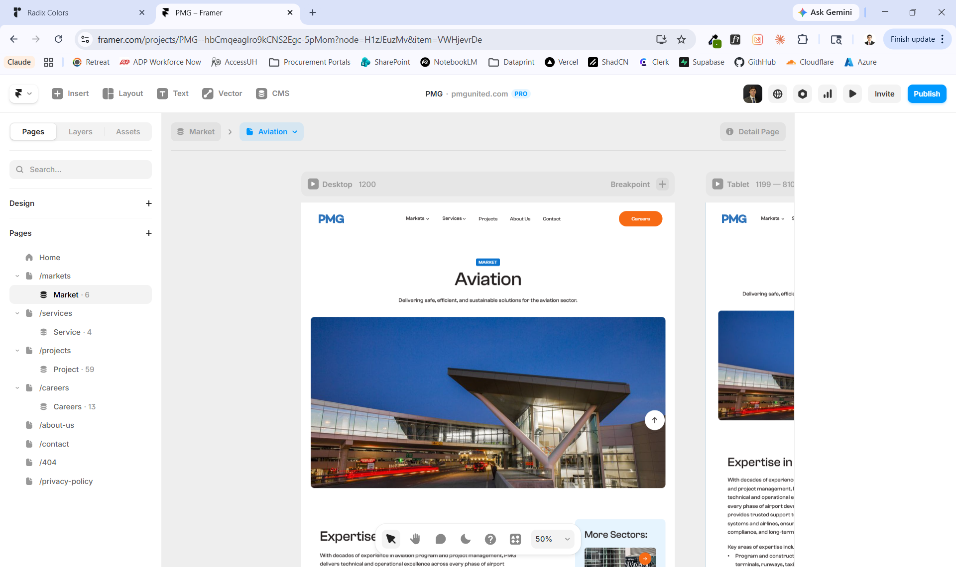 Component library and page assembly